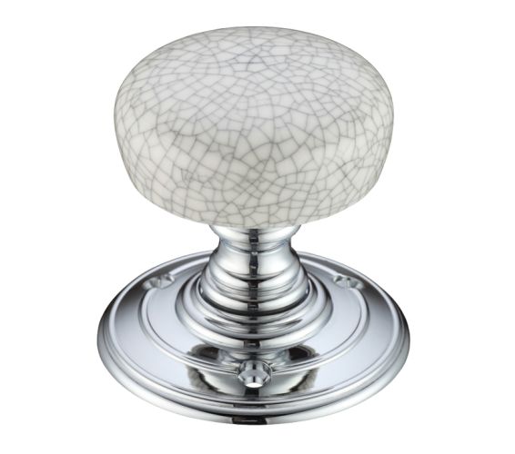 Zoo Hardware Grey Crackle Glaze Porcelain Door Knobs – Polished Chrome (sold in pairs)