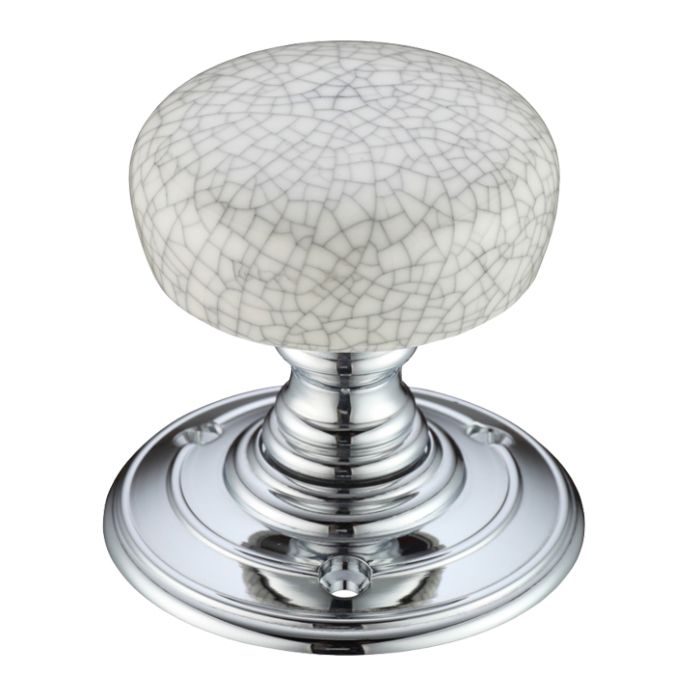 Zoo Hardware Grey Crackle Glaze Porcelain Door Knobs – Polished Chrome (sold in pairs)