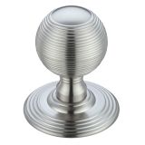 Ringed Mortice Door Knobs, Satin Chrome  (sold in pairs)