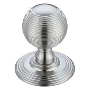 Ringed Mortice Door Knobs, Satin Chrome  (sold in pairs)