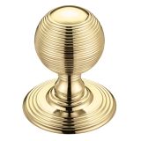 Ringed Mortice Door Knobs, Polished Brass -  (sold in pairs)