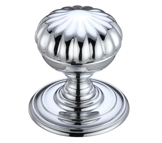 Flower Mortice Door Knobs, Polished Chrome (sold in pairs)