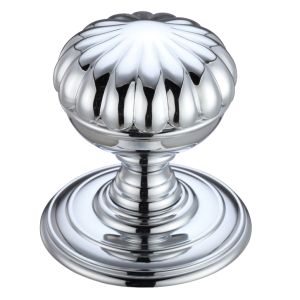 Flower Mortice Door Knobs, Polished Chrome (sold in pairs)