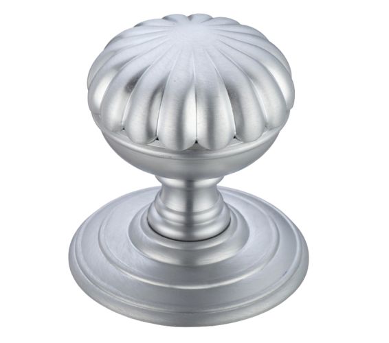 Flower Mortice Door Knobs, Satin Chrome (sold in pairs)