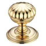 Flower Mortice Door Knobs, Polished Brass  (sold in pairs)