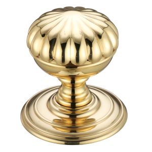 Flower Mortice Door Knobs, Polished Brass  (sold in pairs)