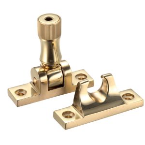 Brighton Pattern Locking Sash Fastener, Polished Brass