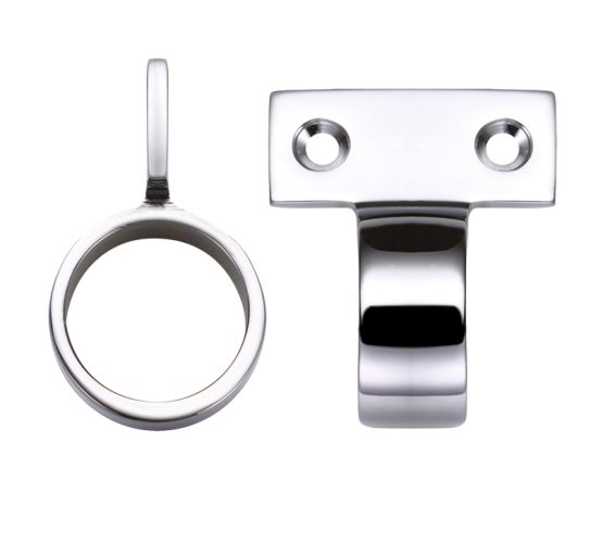 Vertical Fix Window Sash Ring, Polished Chrome