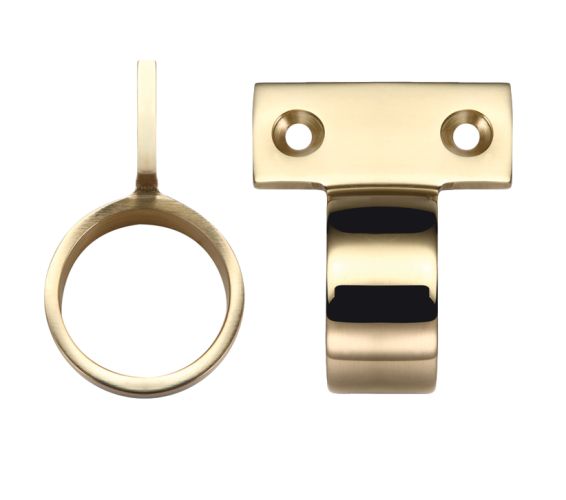Vertical Fix Window Sash Ring, Polished Brass