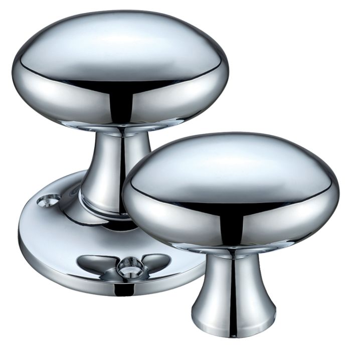 Oval Rim Door Knobs, Polished Chrome (sold in pairs)