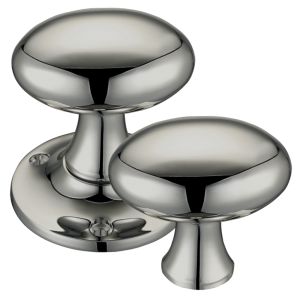 Oval Rim Door Knobs, PVD Stainless Nickel (sold in pairs)