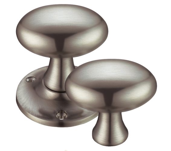 Oval Rim Door Knobs, Satin Nickel –  (sold in pairs)