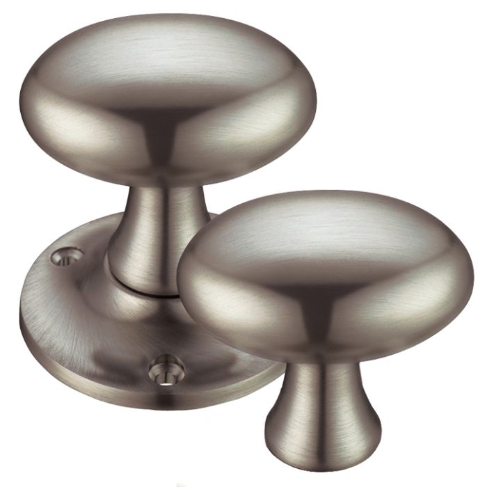 Oval Rim Door Knobs, Satin Nickel – (sold in pairs)