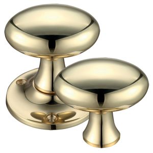 Oval Rim Door Knobs, Polished Brass (sold in pairs)