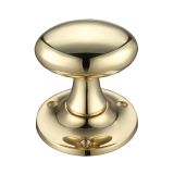 Oval Mortice Door Knobs, Polished Brass -  (sold in pairs)