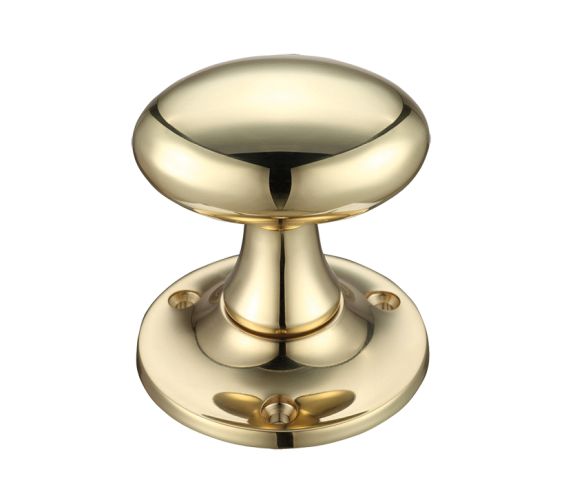 Oval Mortice Door Knobs, Polished Brass –  (sold in pairs)