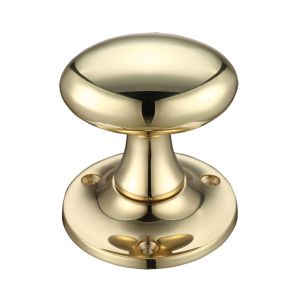 Oval Mortice Door Knobs, Polished Brass –  (sold in pairs)