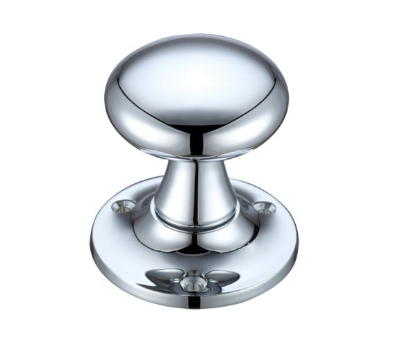 Mushroom Mortice Door Knobs, Polished Chrome –  (sold in pairs)