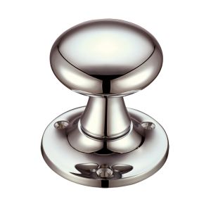 Mushroom Mortice Door Knobs, PVD Polished Nickel (sold in pairs)
