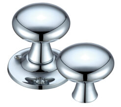 Mushroom Rim Door Knobs, Polished Chrome -  (sold in pairs)