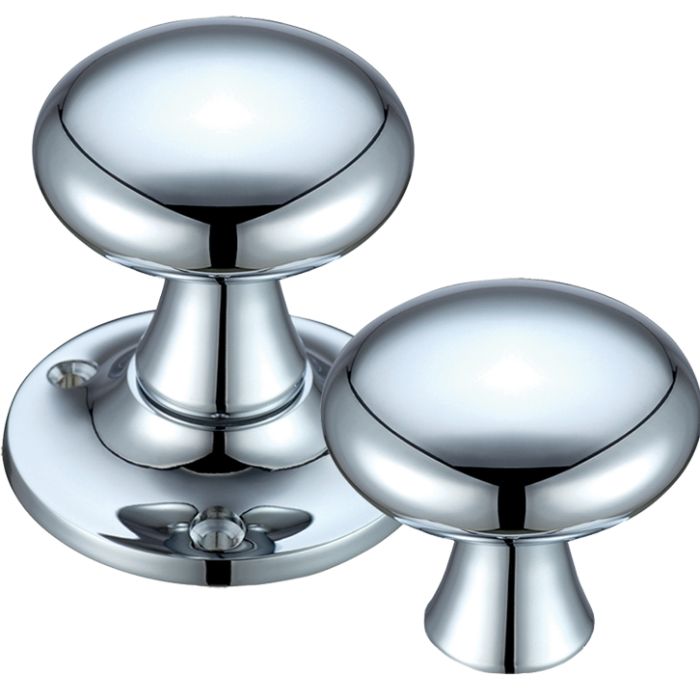 Mushroom Rim Door Knobs, Polished Chrome –  (sold in pairs)