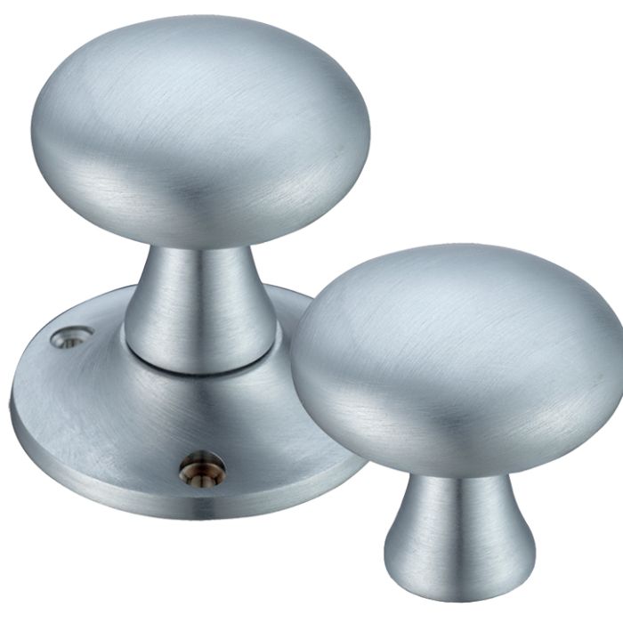 Mushroom Rim Door Knobs, Satin Chrome (sold in pairs)