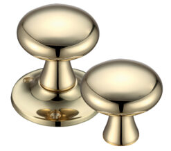 Mushroom Rim Door Knobs, Polished Brass -  (sold in pairs)