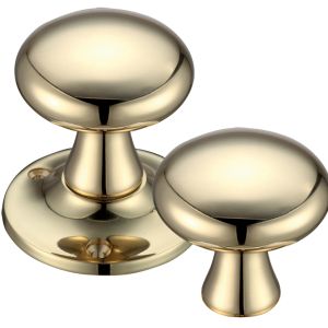 Mushroom Rim Door Knobs, Polished Brass –  (sold in pairs)