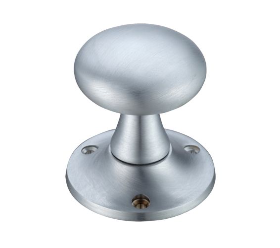 Mushroom Mortice Door Knobs, Satin Chrome –  (sold in pairs)