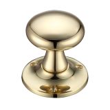 Mushroom Mortice Door Knobs, Polished Brass - (sold in pairs)