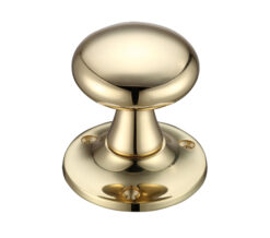 Mushroom Mortice Door Knobs, Polished Brass - (sold in pairs)