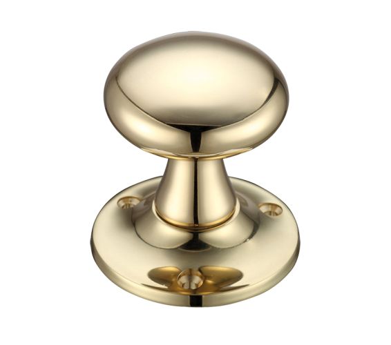 Mushroom Mortice Door Knobs, Polished Brass – (sold in pairs)