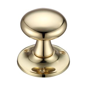 Mushroom Mortice Door Knobs, Polished Brass – (sold in pairs)