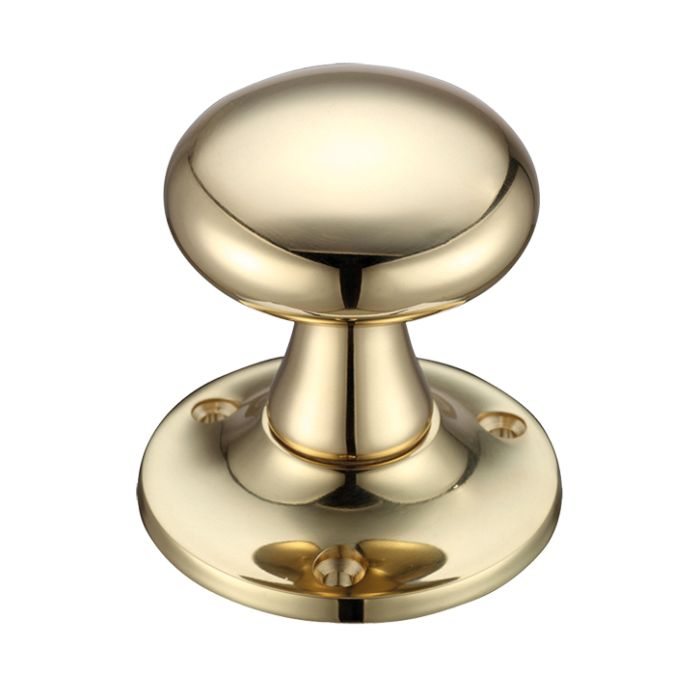 Mushroom Mortice Door Knobs, Polished Brass – (sold in pairs)