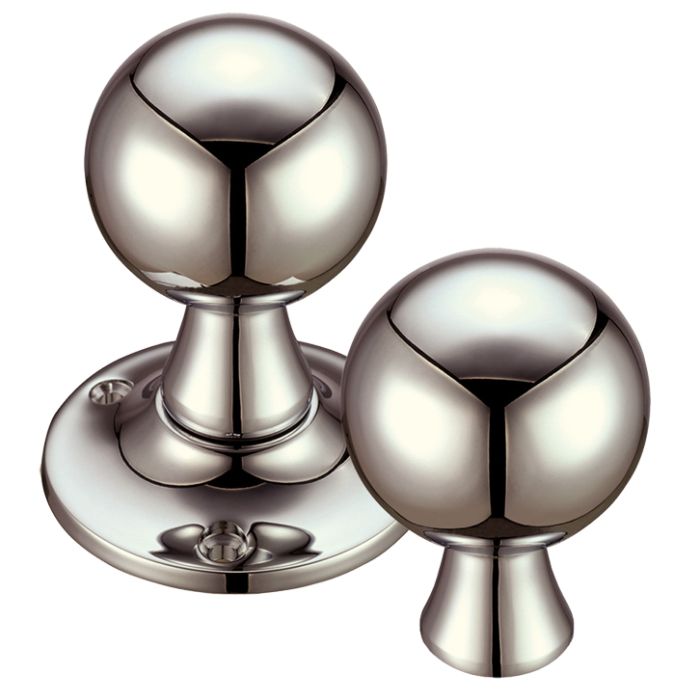 Ball Rim Door Knobs, PVD Stainless Nickel (sold in pairs)