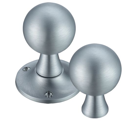 Ball Rim Door Knobs, Satin Chrome (sold in pairs)