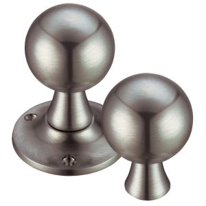 Ball Rim Door Knobs, Satin Nickel –  (sold in pairs)