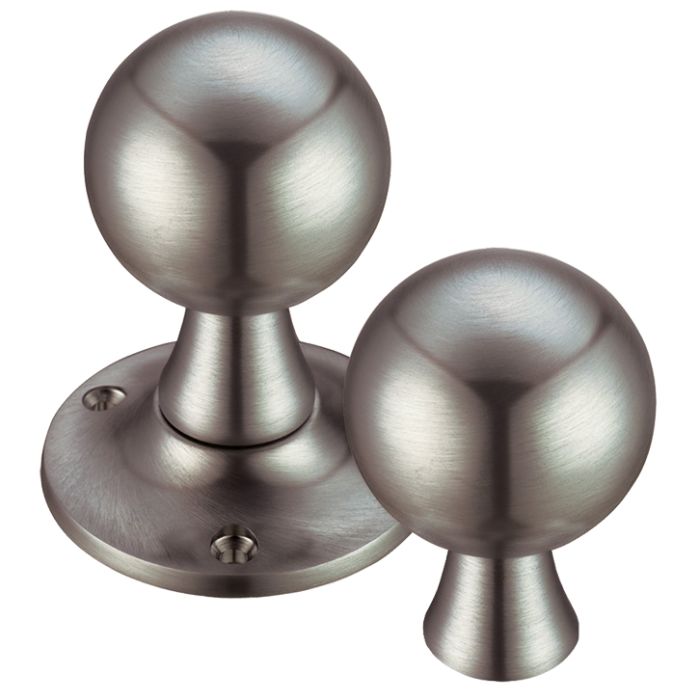 Ball Rim Door Knobs, Satin Nickel – (sold in pairs)