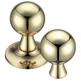 Ball Rim Door Knobs, Polished Brass -  (sold in pairs)