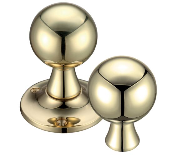 Ball Rim Door Knobs, Polished Brass –  (sold in pairs)