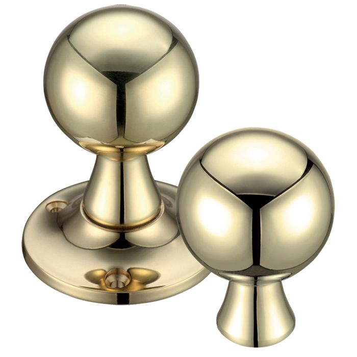 Ball Rim Door Knobs, Polished Brass –  (sold in pairs)