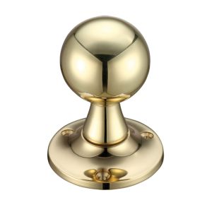Ball Mortice Door Knobs, Polished Brass (sold in pairs)