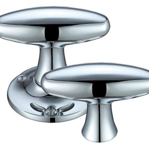 Extended Oval Rim Door Knobs, Polished Chrome  (sold in pairs)
