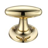 Extended Oval Mortice Door Knobs, Polished Brass (sold in pairs)