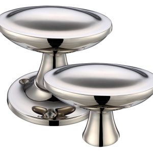 Oval Stepped Rim Door Knobs, PVD Stainless Nickel  (sold in pairs)