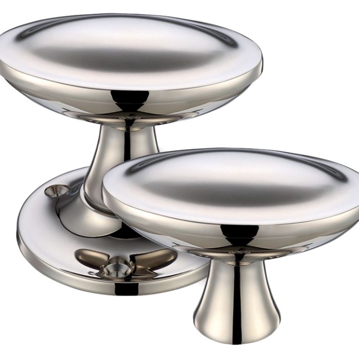 Oval Stepped Rim Door Knobs, PVD Stainless Nickel (sold in pairs)