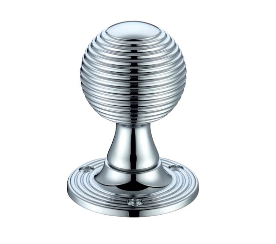 Queen Anne Mortice Door Knobs, Polished Chrome  (sold in pairs)
