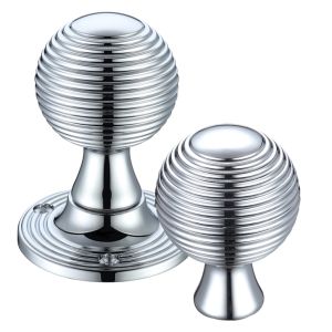 Queen Anne Rim Door Knobs, Polished Chrome –  (sold in pairs)