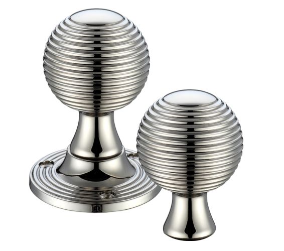 Queen Anne Rim Door Knobs, PVD Stainless Nickel (sold in pairs)