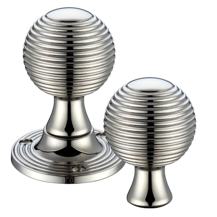 Queen Anne Rim Door Knobs, PVD Stainless Nickel (sold in pairs)